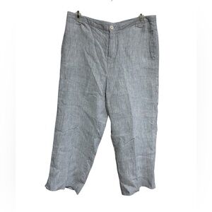Lily Stanhope Capris Pants Size 6 100% Linen Blue White Stripe Lined Classic